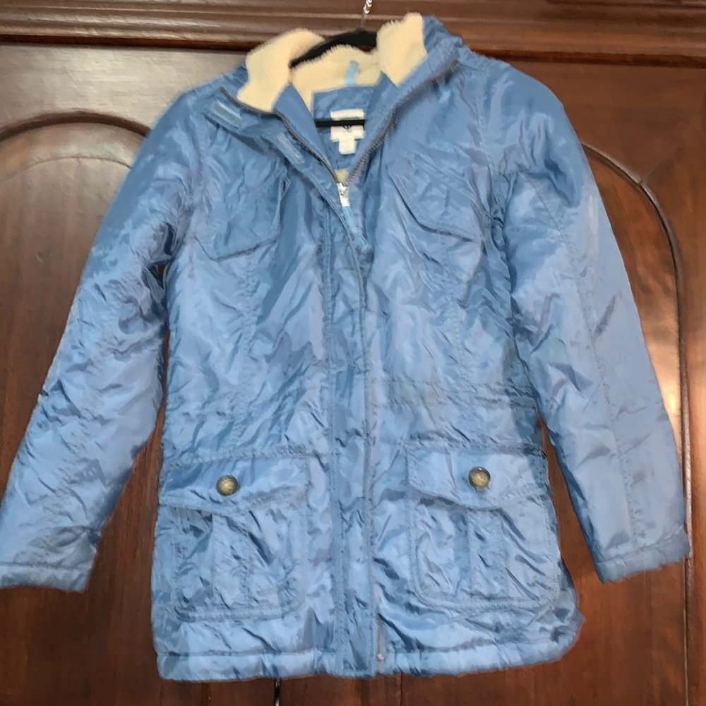 EUC Lands End light blue parka, kids size L (14)